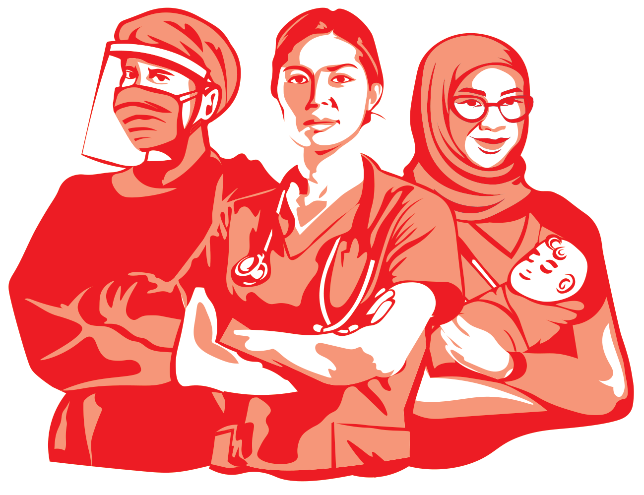 Value us - logo of two nurses and a midwife
